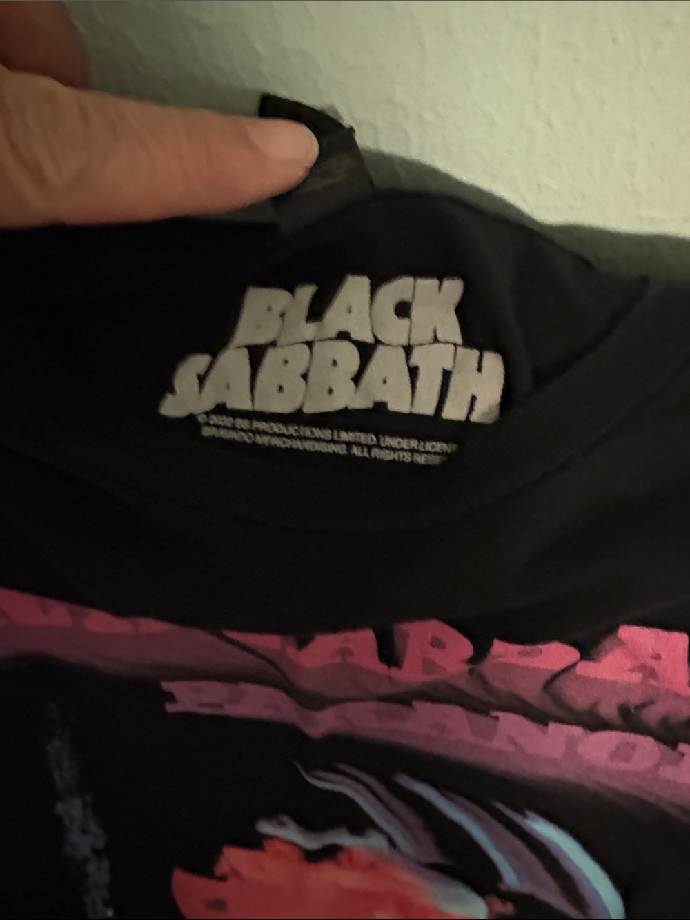 Gildan Black Sabbath Paranoid Tee - Black with Pink & Orange Artwork - Picture 2 of 5